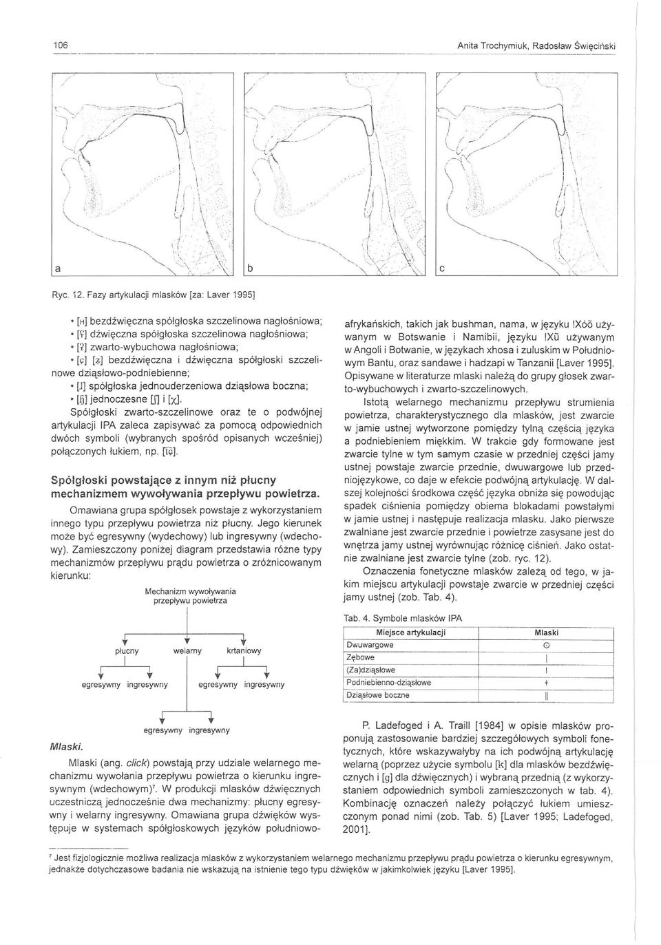 i dźwięczna spółgłoski szczelinowe dziąsłowo-podniebienne; [JJ spółgłoska jednouderzeniowa dziąsłowa boczna; [fjj jednoczesne 11 i [xj Spółgłoski zwarto-szczelinowe oraz te o podwójnej artykulacji PA