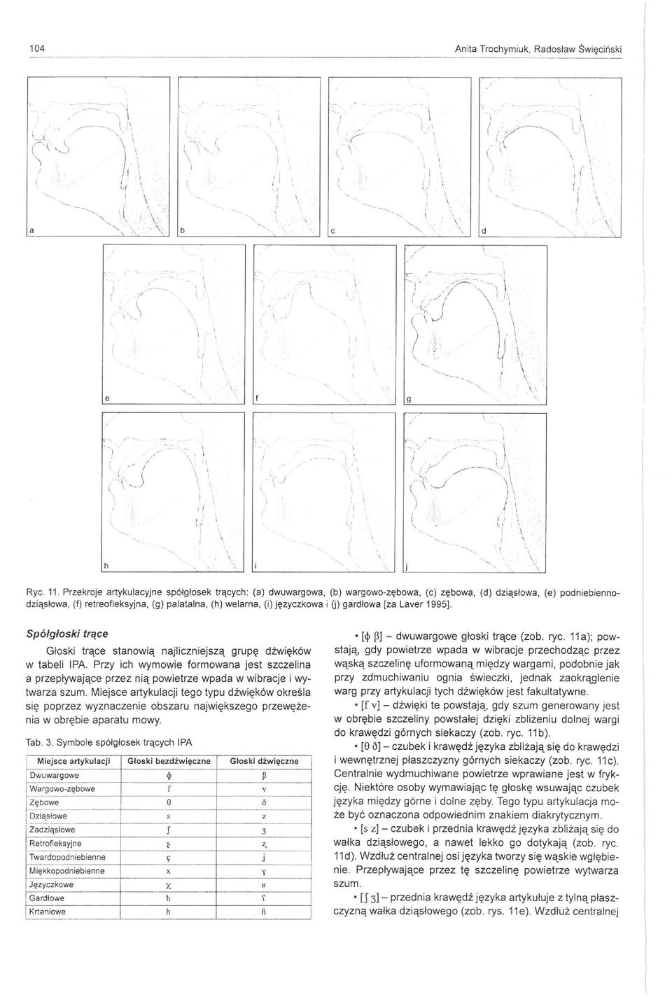 gard/owa [za Laver 1995J. Spółgłoski trące Gloski trące stanowią najliczniejszą grupę dżwięków w tabeli PA.