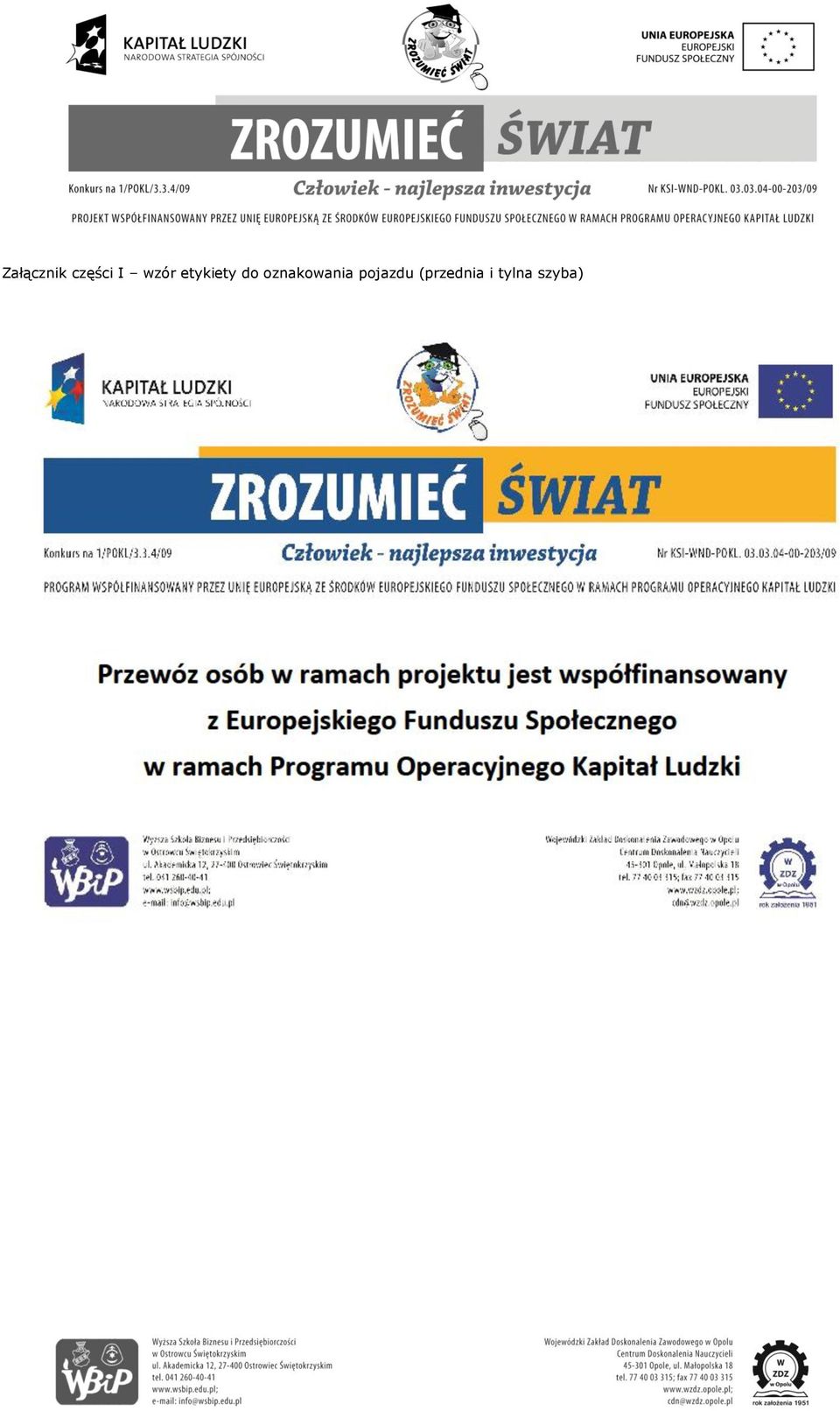 oznakowania pojazdu