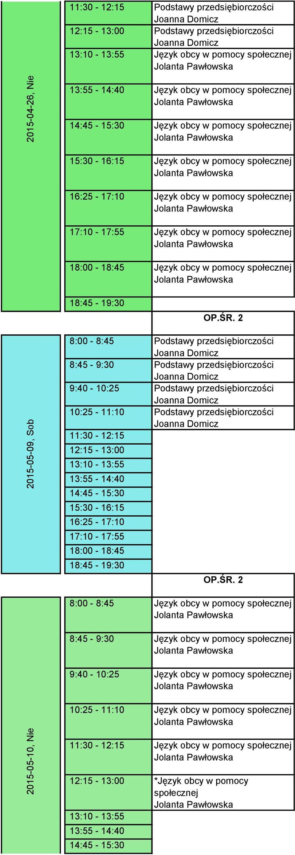 Podstawy przedsiębiorczości 8:45-9:30 Podstawy przedsiębiorczości 9:40-10:25 Podstawy przedsiębiorczości 10:25-11:10 Podstawy przedsiębiorczości 11:30-12:15 12:15-13:00 13:10-13:55 14:45-15:30