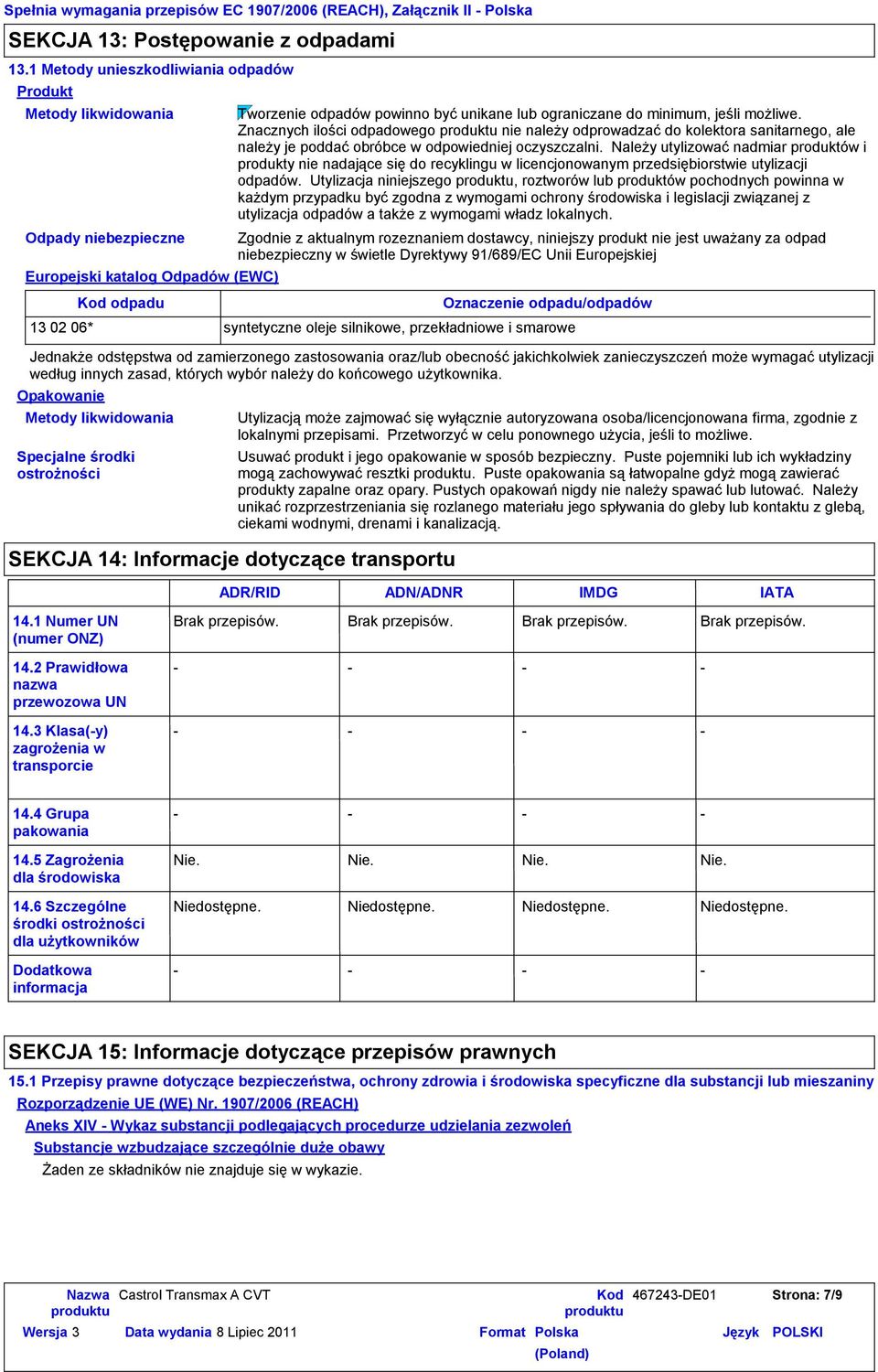 odpadów powinno być unikane lub ograniczane do minimum, jeśli możliwe.