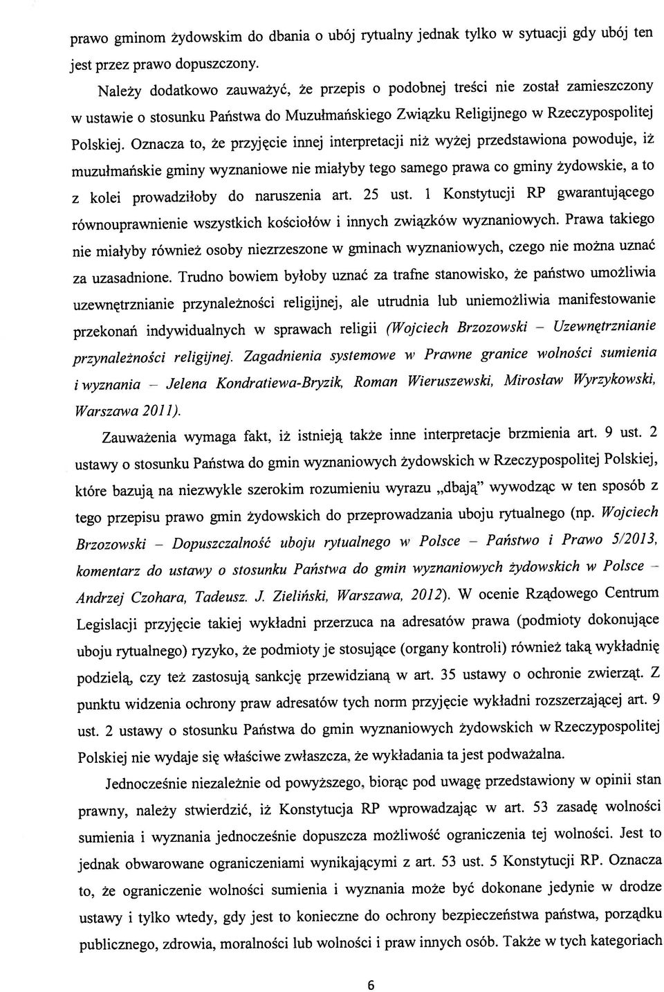 Prawa takiego przekonań indywidualnych w sprawach religii (Wojciech Brzozowski uzewnętrznianie przynależności religijnej, ale utrudnia lub uniemożliwia manifestowanie prawo gminom żydowskim do dbania