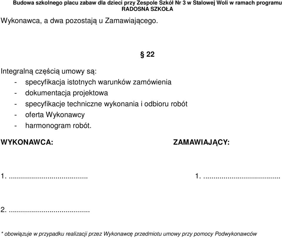 projektowa - specyfikacje techniczne wykonania i odbioru robót - oferta Wykonawcy -