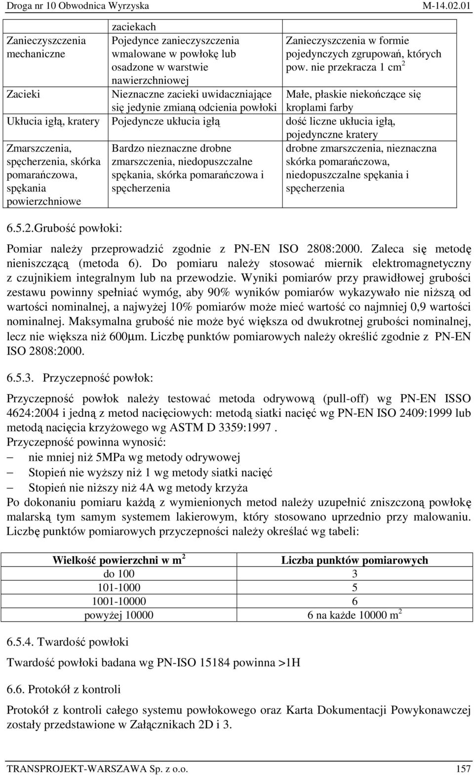 ukłucia igłą dość liczne ukłucia igłą, pojedynczne kratery Zmarszczenia, spęcherzenia, skórka pomarańczowa, spękania powierzchniowe Bardzo nieznaczne drobne zmarszczenia, niedopuszczalne spękania,