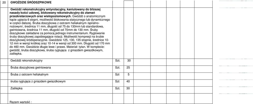 Śruba doszyjkowa z ostrzem heliakalnym /spiralnonożowym/, średnica 11 mm, długość od 75 do 130mm lub standardowa, gwintowana, średnica 11 mm, długość od 70mm do 130 mm.