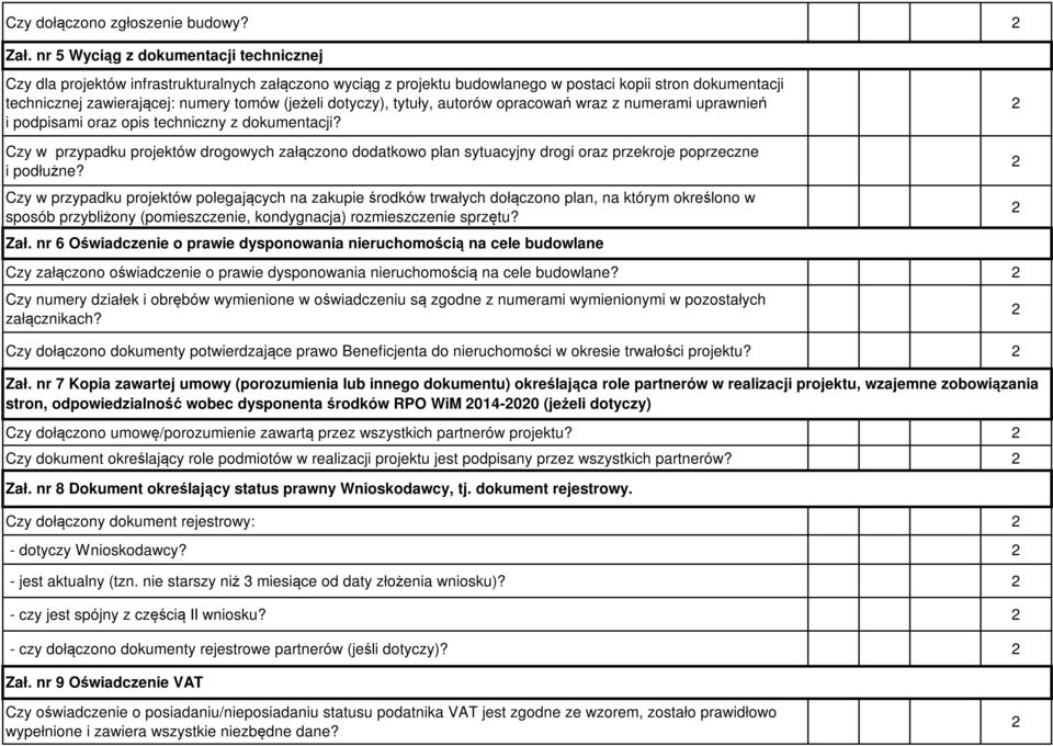 dotyczy), tytuły, autorów opracowań wraz z numerami uprawnień i podpisami oraz opis techniczny z dokumentacji?