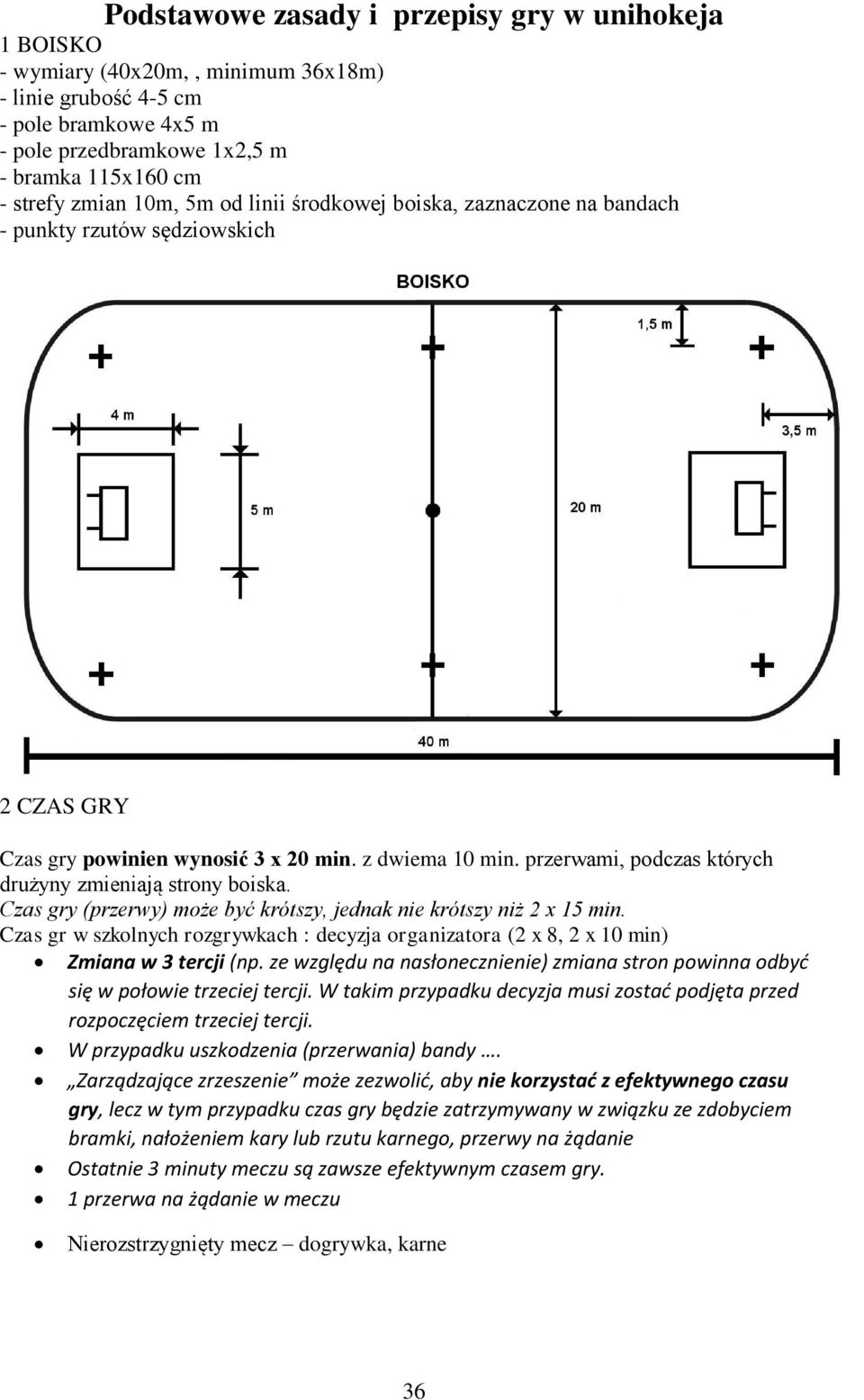 przerwami, podczas których drużyny zmieniają strony boiska. Czas gry (przerwy) może być krótszy, jednak nie krótszy niż 2 x 15 min.