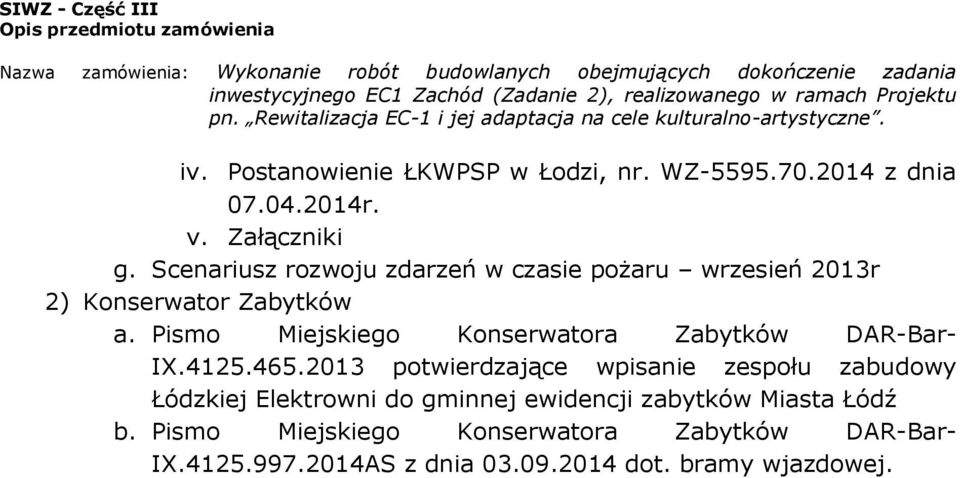 Pismo Miejskiego Konserwatora Zabytków DAR-Bar- IX.4125.465.