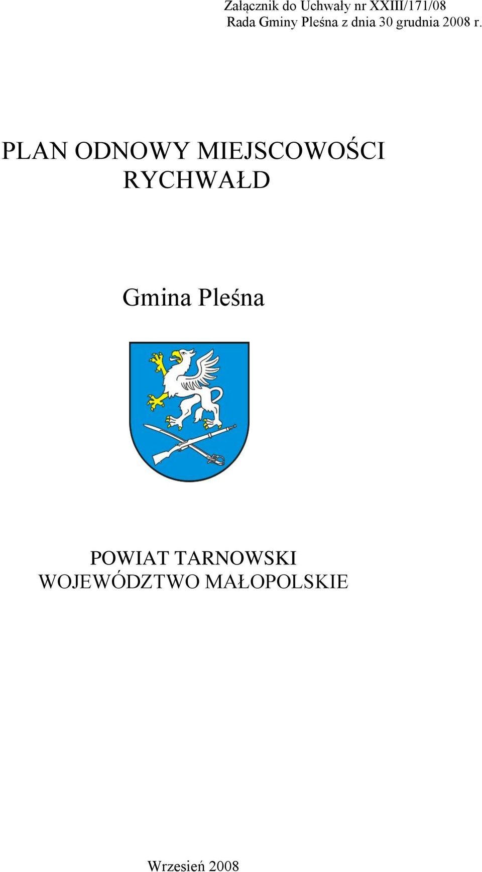 PLAN ODNOWY MIEJSCOWOŚCI RYCHWAŁD Gmina
