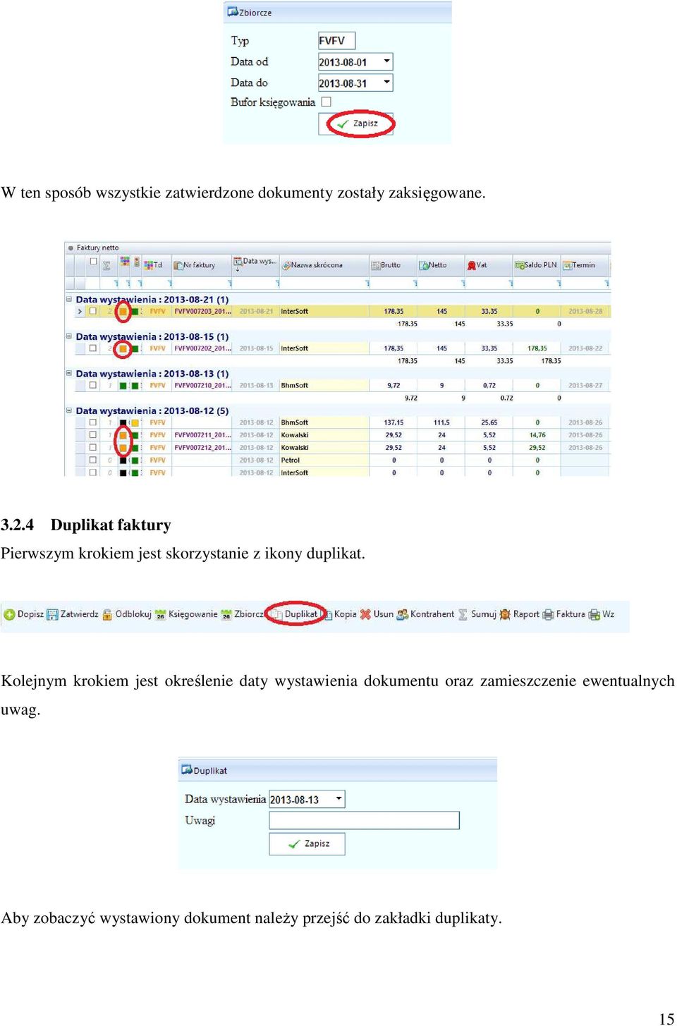 Kolejnym krokiem jest określenie daty wystawienia dokumentu oraz zamieszczenie