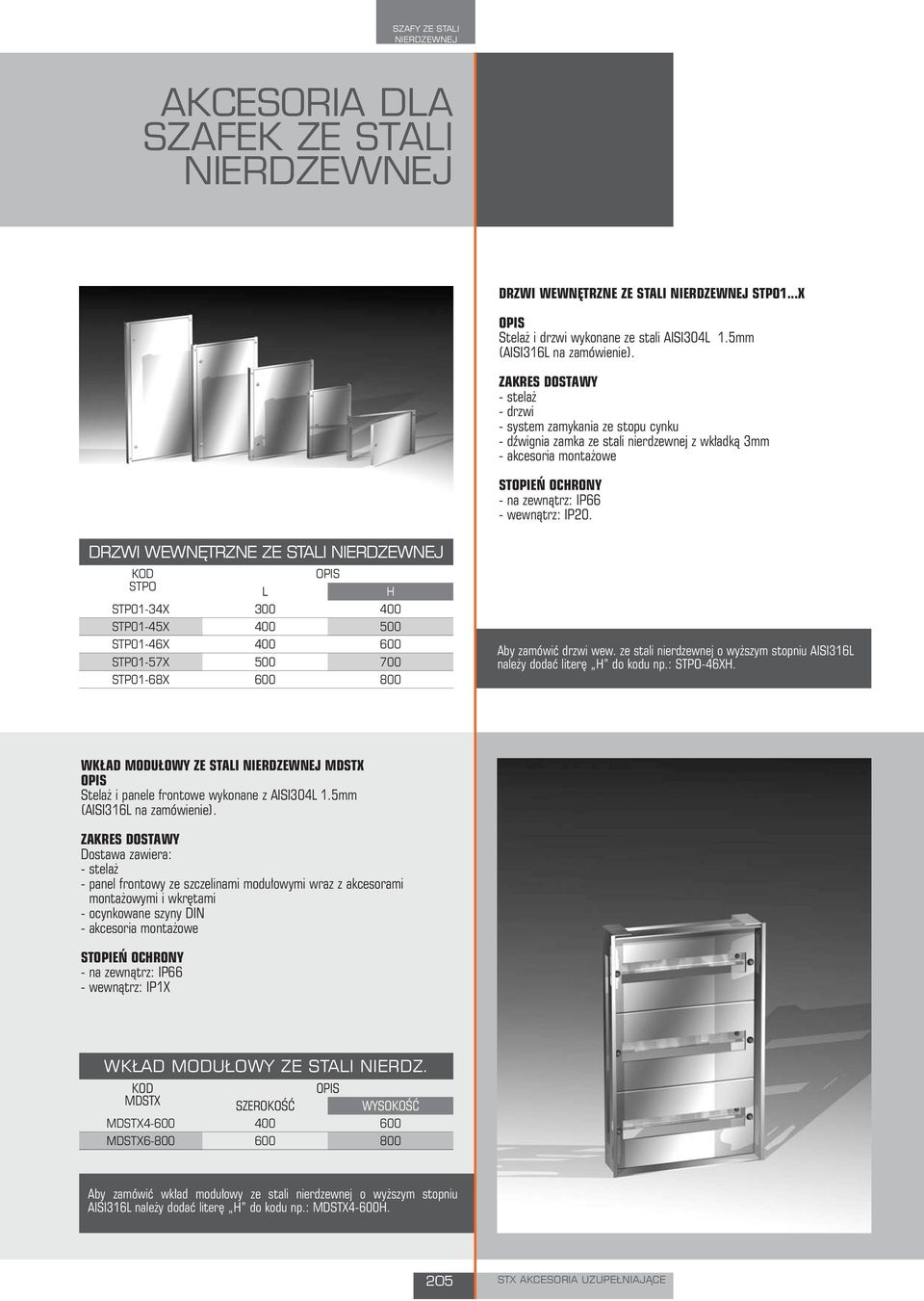 DRZWI WEWNĘTRZNE ZE STAI STPO STP01-34X STP01-45X 500 STP01-46X 600 STP01-57X 500 700 STP01-68X 600 800 Aby zamówić drzwi wew.