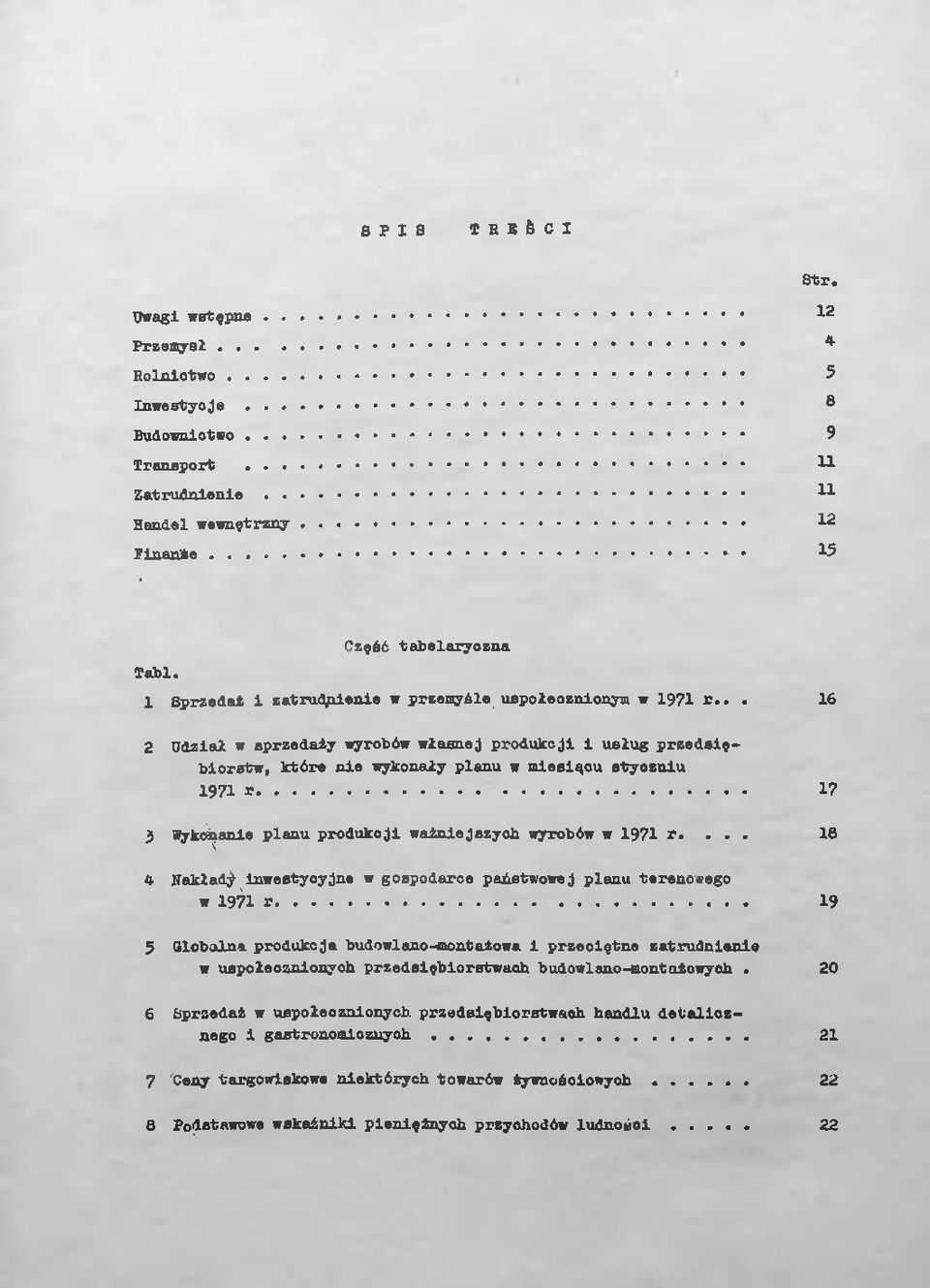 .. 16 2 Udział w sprzedaży wyrobów własnej produkcji i usług przedsiębiorstw, które nie wykonały planu w miesiącu styczniu 1971 r... 17 3 Wykonanie planu produkcji ważniejszych wyrobów w 1971 r.