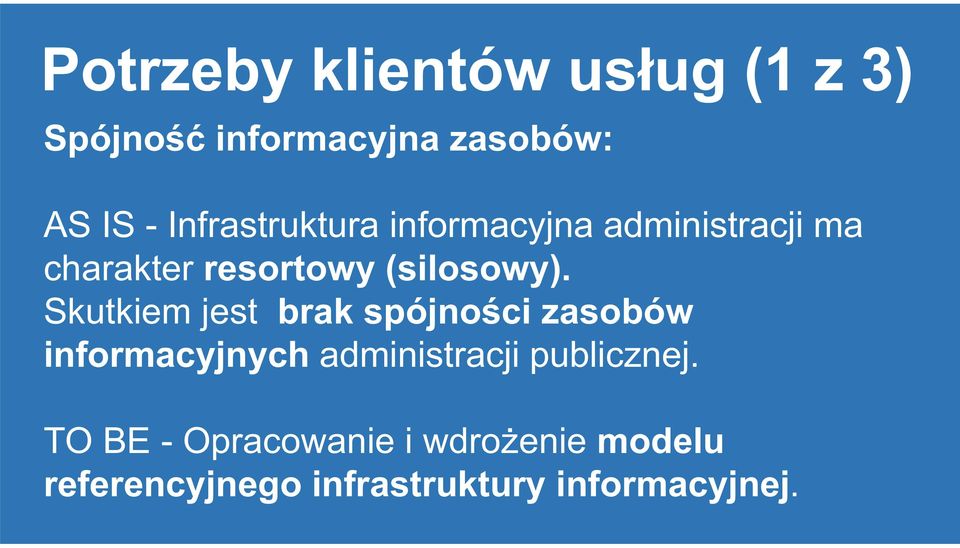 Skutkiem jest brak spójności zasobów informacyjnych administracji publicznej.