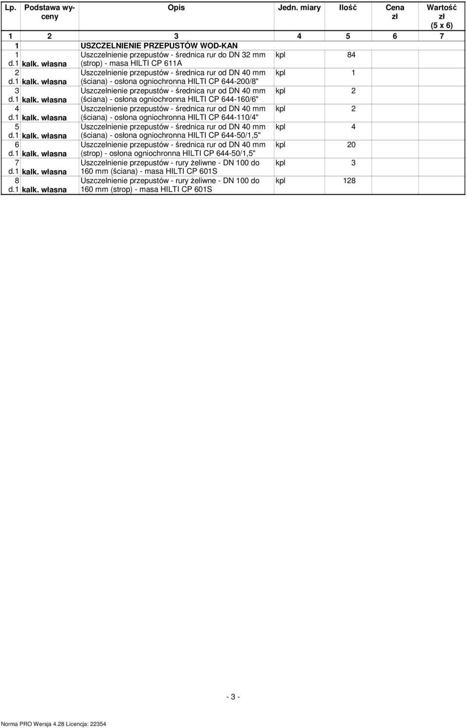 osłona ogniochronna HILTI CP -0/" od DN 0 mm (ściana) - osłona ogniochronna HILTI CP -0/" od DN 0 mm (ściana) - osłona ogniochronna