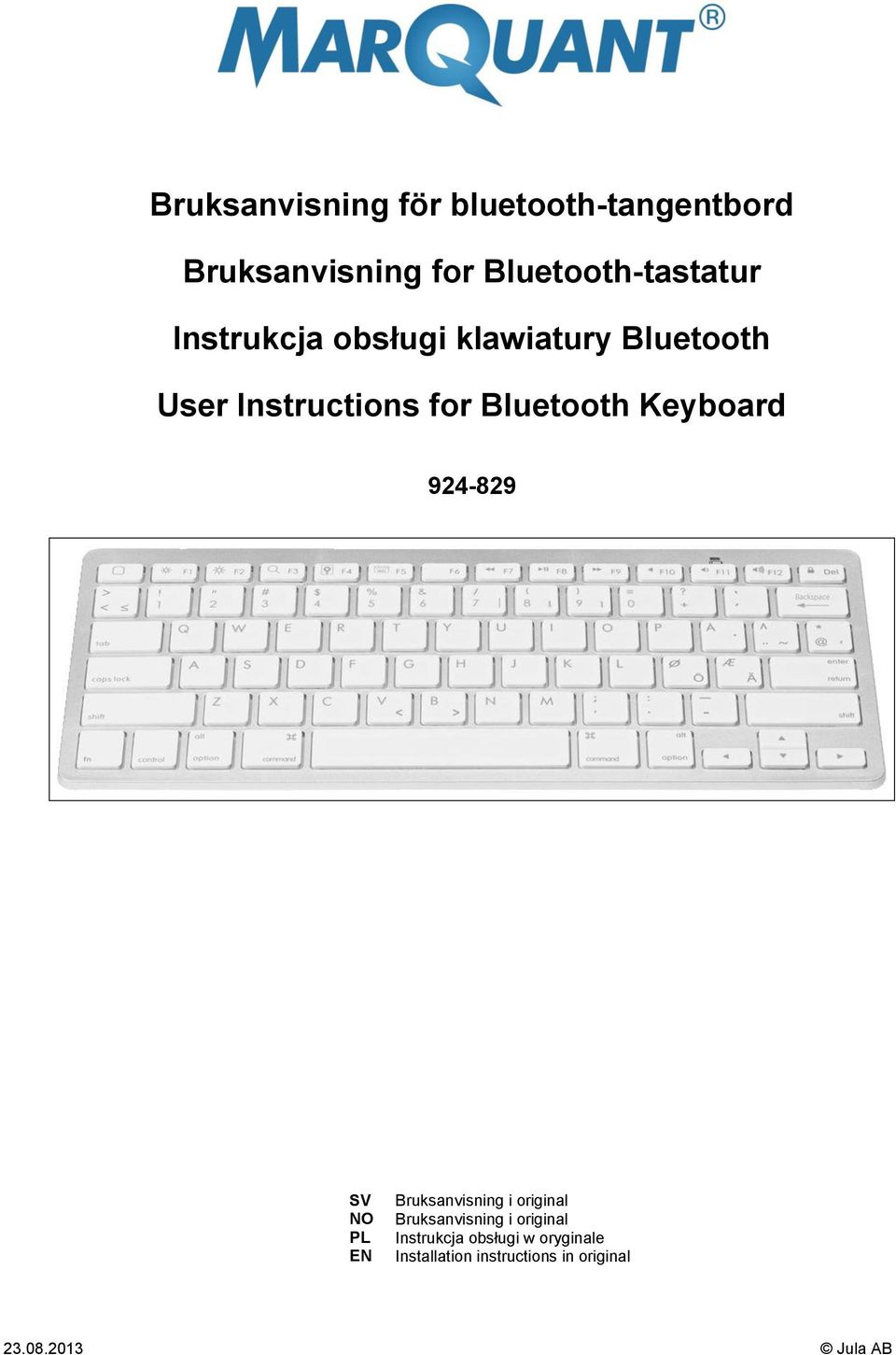 Bruksanvisning för bluetooth-tangentbord. Bruksanvisning for Bluetooth-tastatur.  Instrukcja obsługi klawiatury Bluetooth - PDF Darmowe pobieranie