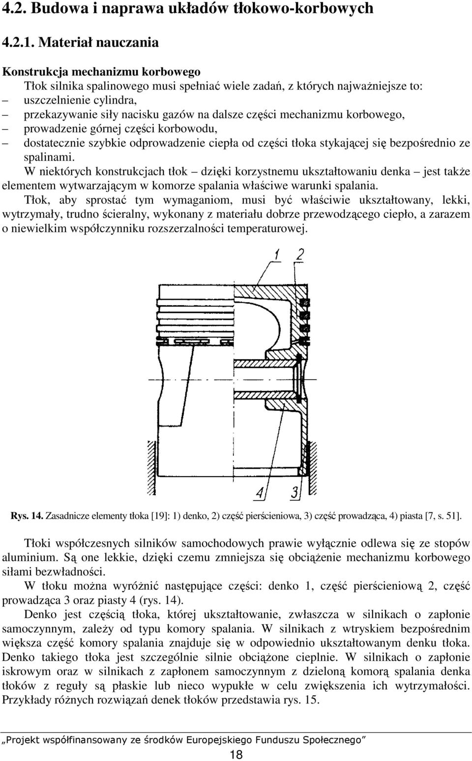 części mechanizmu korbowego, prowadzenie górnej części korbowodu, dostatecznie szybkie odprowadzenie ciepła od części tłoka stykającej się bezpośrednio ze spalinami.