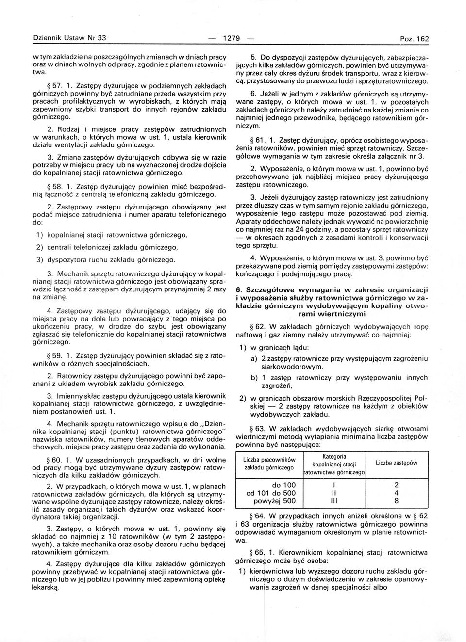 Zastępy dyżurujące w podziemnych zakładach górniczych powinny być zatrudniane przede wszystkim przy pracach profilaktycznych w wyrobiskach, z których mają zapewniony szybki transport do innych