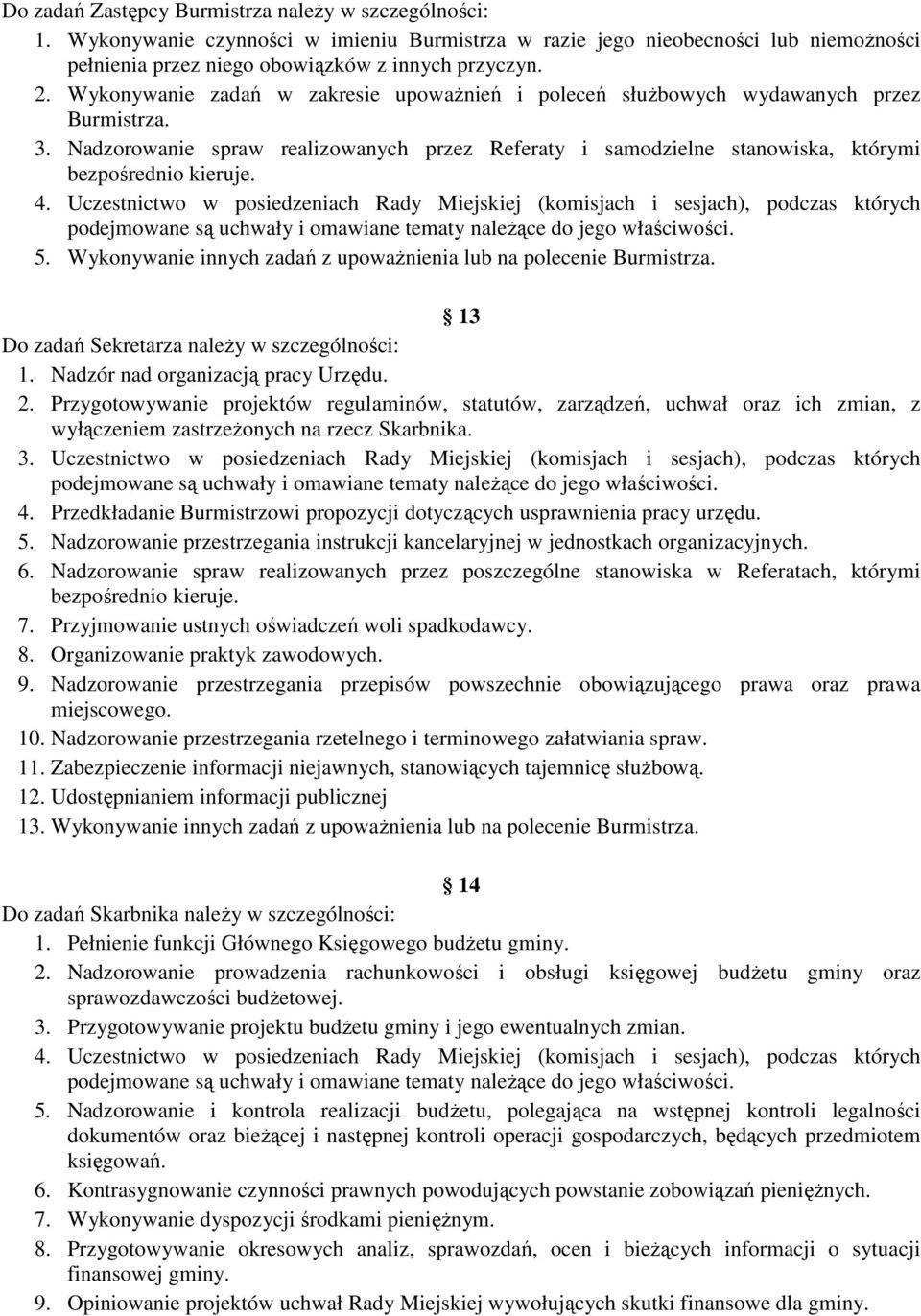 Uczestnictwo w posiedzeniach Rady Miejskiej (komisjach i sesjach), podczas których podejmowane są uchwały i omawiane tematy należące do jego właściwości. 5.