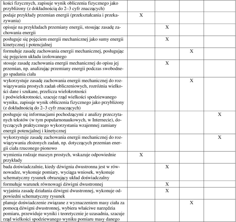 mechanicznej, posługując się pojęciem układu izolowanego stosuje zasadę zachowania energii mechanicznej do opisu jej przemian, np.