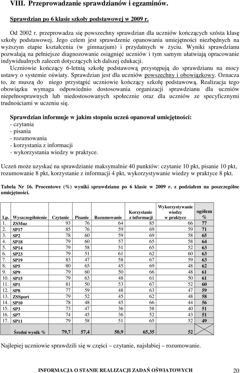 Jego celem jest sprawdzenie opanowania umiejętności niezbędnych na wyŝszym etapie kształcenia (w gimnazjum) i przydatnych w Ŝyciu.
