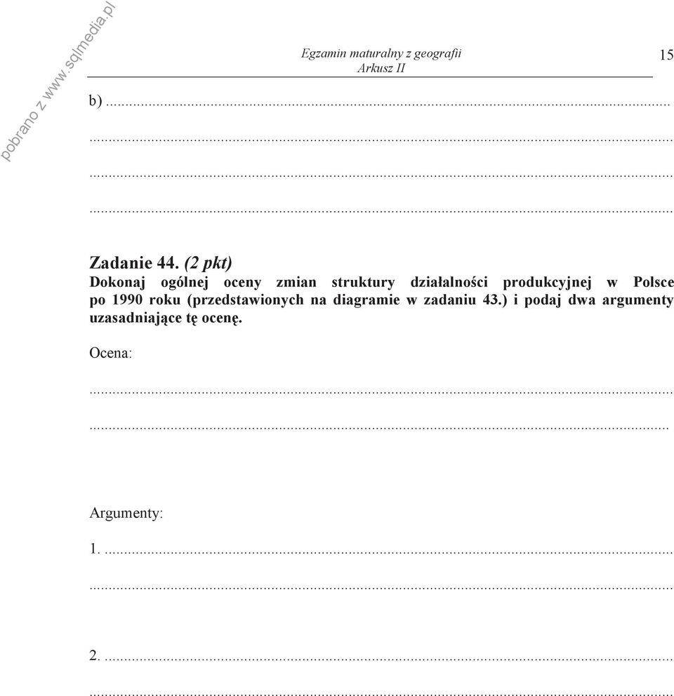 produkcyjnej w Polsce po 1990 roku (przedstawionych na