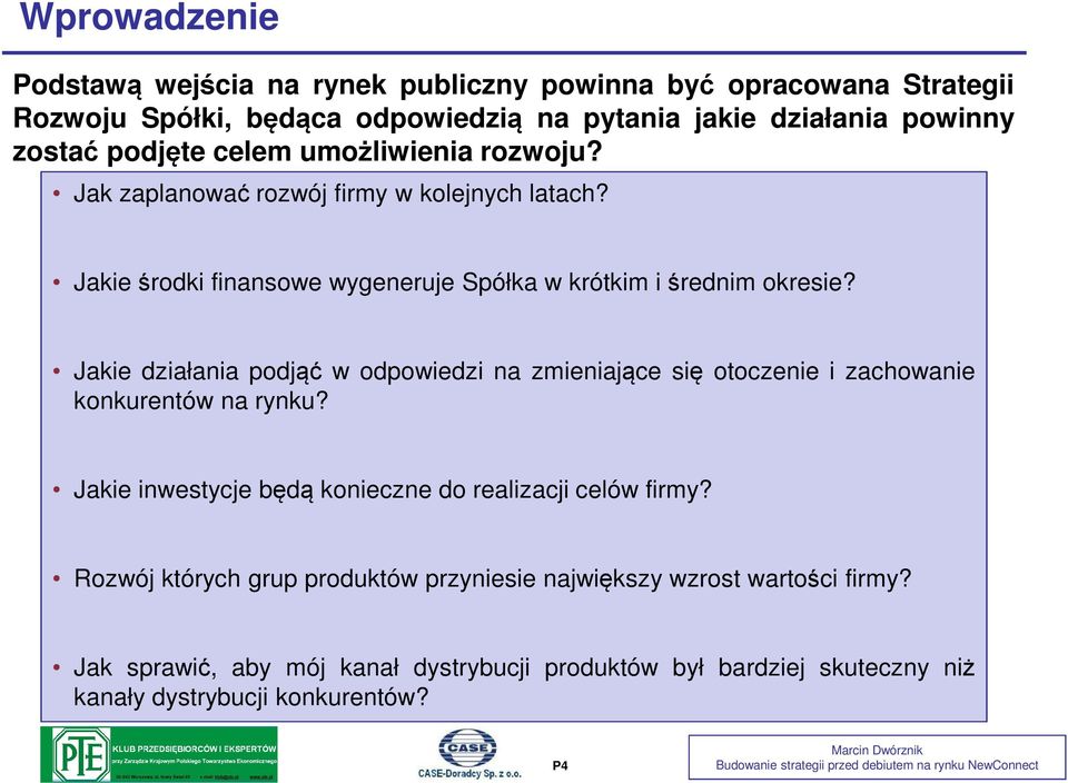 Jakie działania podjąć w odpowiedzi na zmieniające się otoczenie i zachowanie konkurentów na rynku? Jakie inwestycje będą konieczne do realizacji celów firmy?