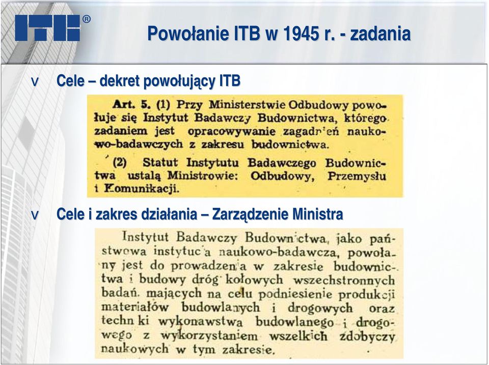 powołuj ujący ITB Cele i