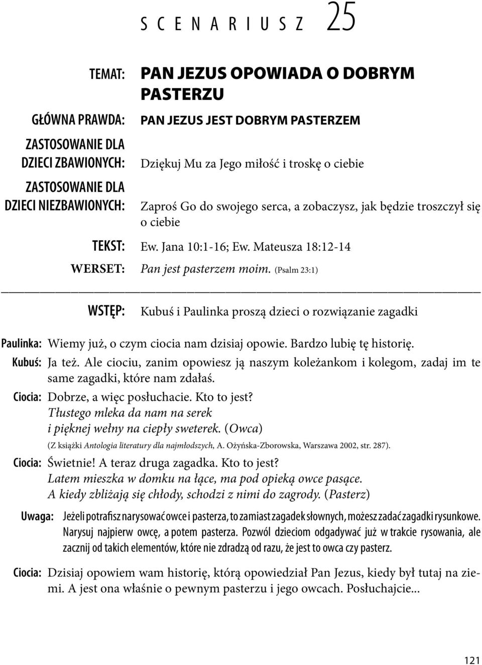 (Psalm 23:1) WSTĘP: Kubuś i Paulinka proszą dzieci o rozwiązanie zagadki Paulinka: Wiemy już, o czym ciocia nam dzisiaj opowie. Bardzo lubię tę historię. Kubuś: Ja też.