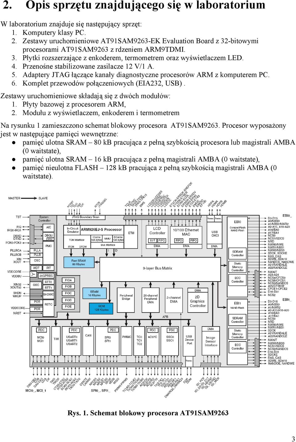 Przenośne stabilizowane zasilacze 12 V/1 A. 5. Adaptery JTAG łączące kanały diagnostyczne procesorów ARM z komputerem PC. 6. Komplet przewodów połączeniowych (EIA232, USB).