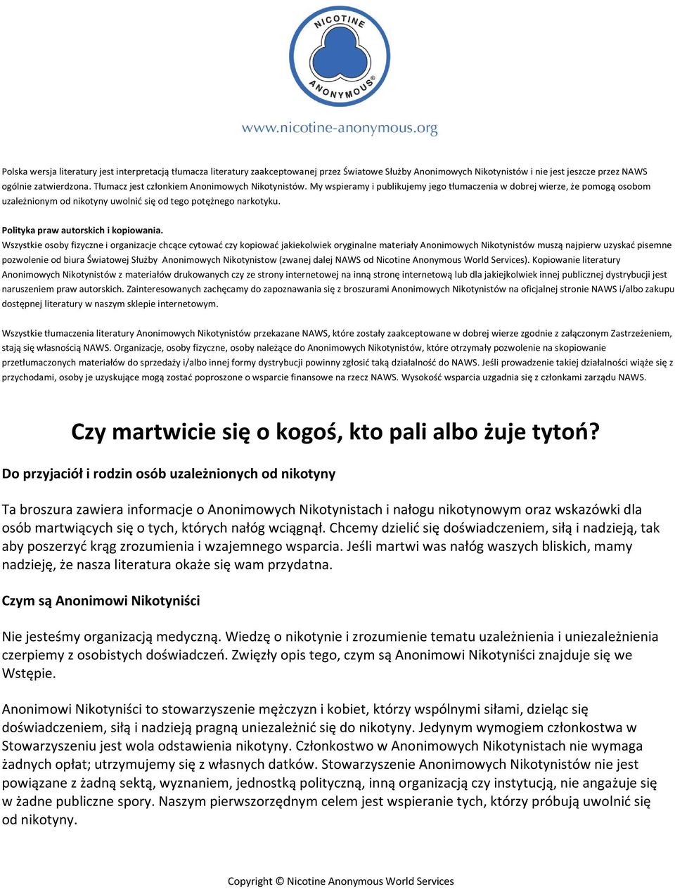 Polityka praw autorskich i kopiowania.