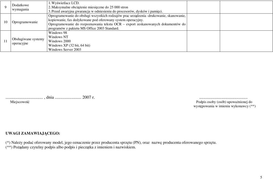 Oprogramowanie do obsługi wszystkich rodzajów prac urządzenia -drukowanie, skanowanie, kopiowanie, fax dedykowane pod oferowany system operacyjny.