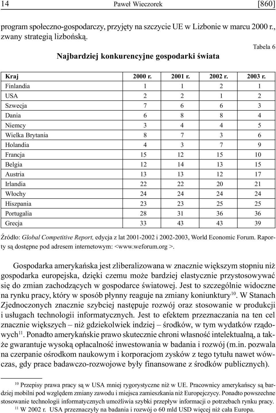 Finlandia 1 1 2 1 USA 2 2 1 2 Szwecja 7 6 6 3 Dania 6 8 8 4 Niemcy 3 4 4 5 Wielka Brytania 8 7 3 6 Holandia 4 3 7 9 Francja 15 12 15 10 Belgia 12 14 13 15 Austria 13 13 12 17 Irlandia 22 22 20 21