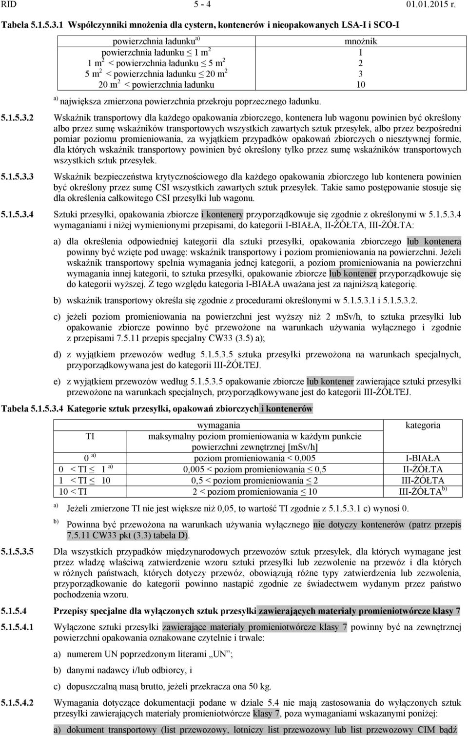 2 20 m 2 < powierzchnia ładunku a) największa zmierzona powierzchnia przekroju poprzecznego ładunku. mnożnik 1 2 3 