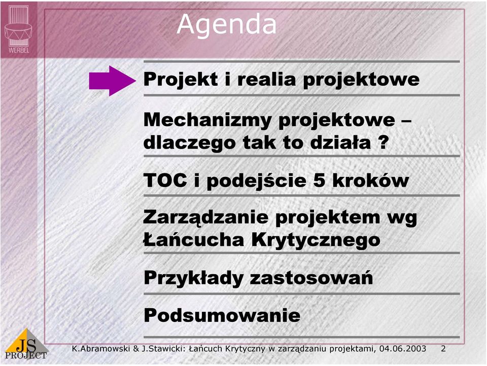 TOC i podejście 5 kroków Zarządzanie projektem wg Łańcucha