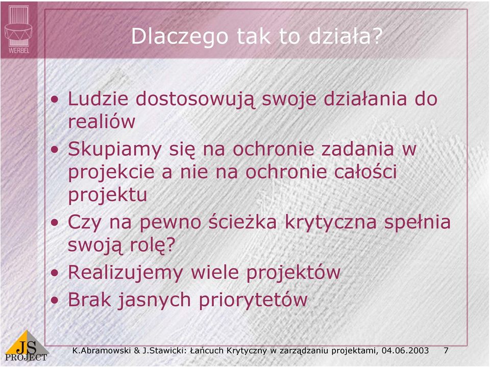 projekcie a nie na ochronie całości projektu Czy na pewno ścieżka krytyczna spełnia