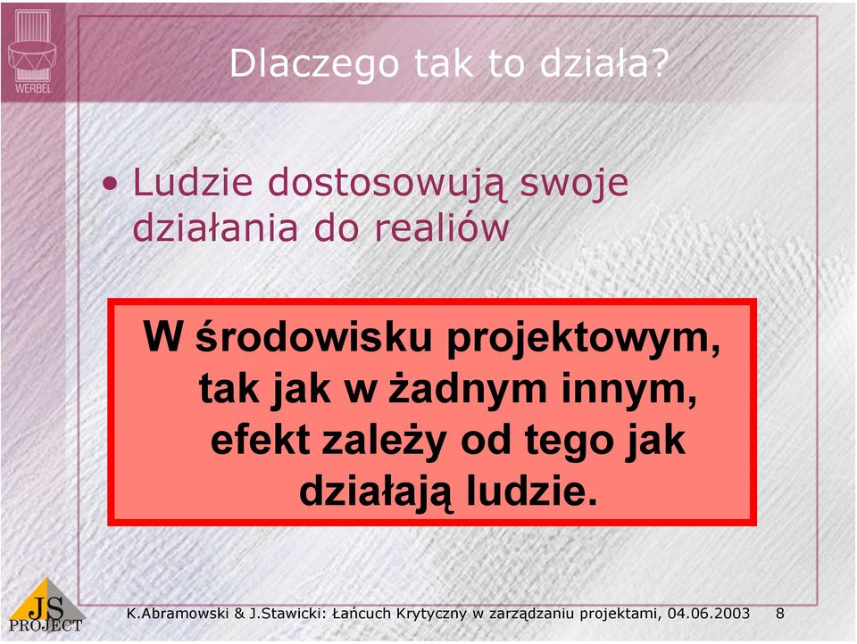 projektowym, tak jak w żadnym innym, efekt zależy od tego jak