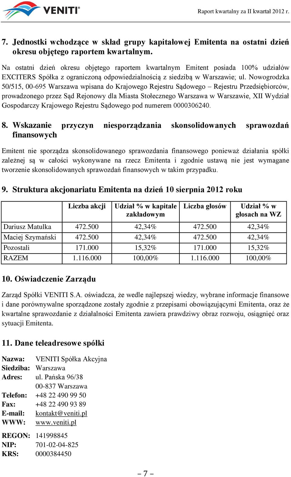 Nowogrodzka 50/515, 00-695 Warszawa wpisana do Krajowego Rejestru Sądowego Rejestru Przedsiębiorców, prowadzonego przez Sąd Rejonowy dla Miasta Stołecznego Warszawa w Warszawie, XII Wydział
