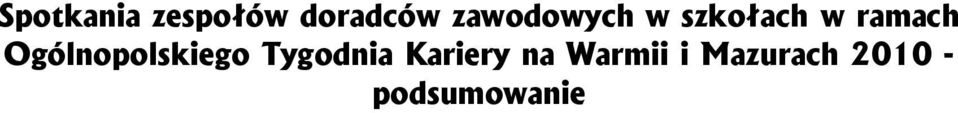 Ogólnopolskego Tygodna Karery