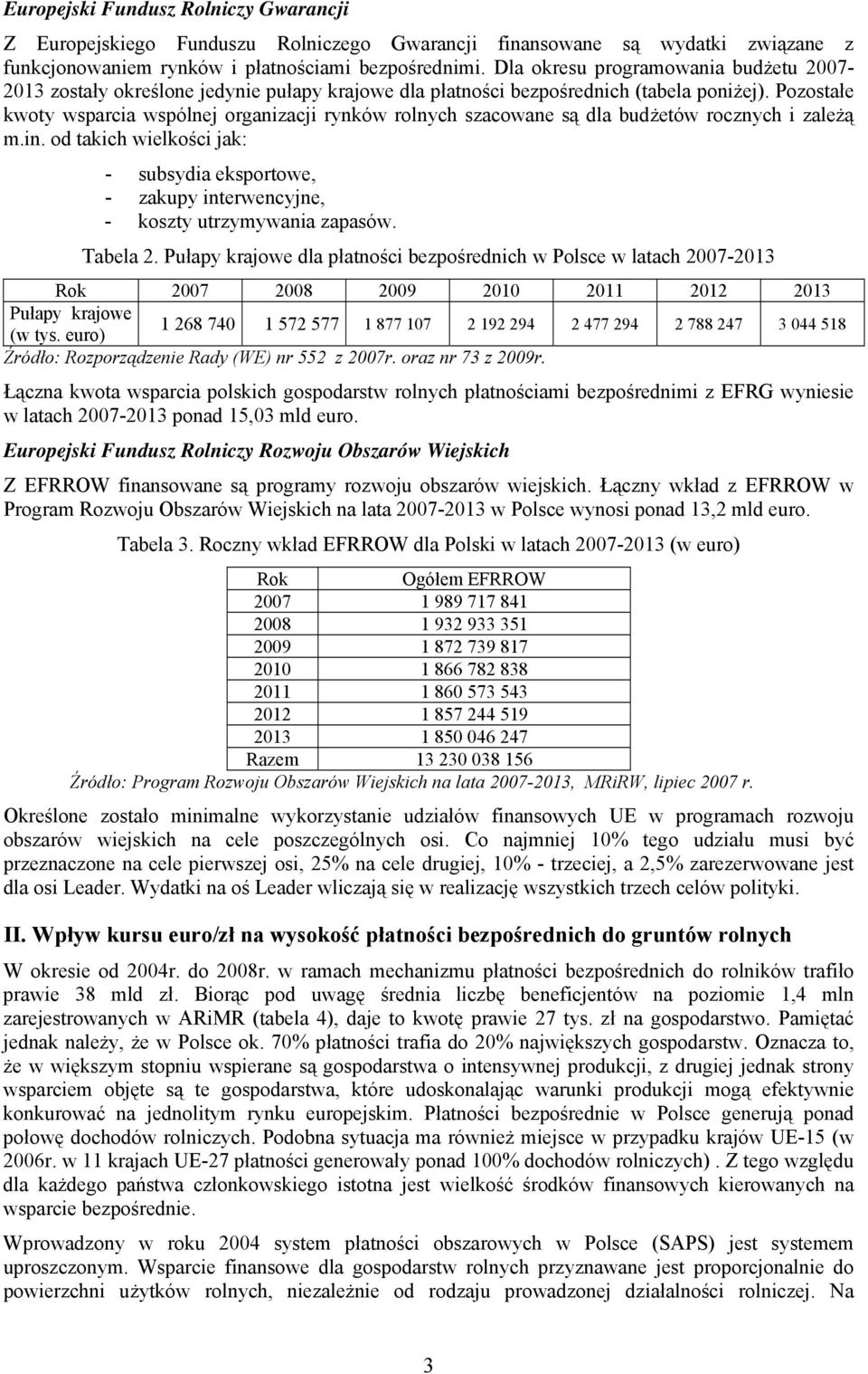 Pozostałe kwoty wsparcia wspólnej organizacji rynków rolnych szacowane są dla budżetów rocznych i zależą m.in.