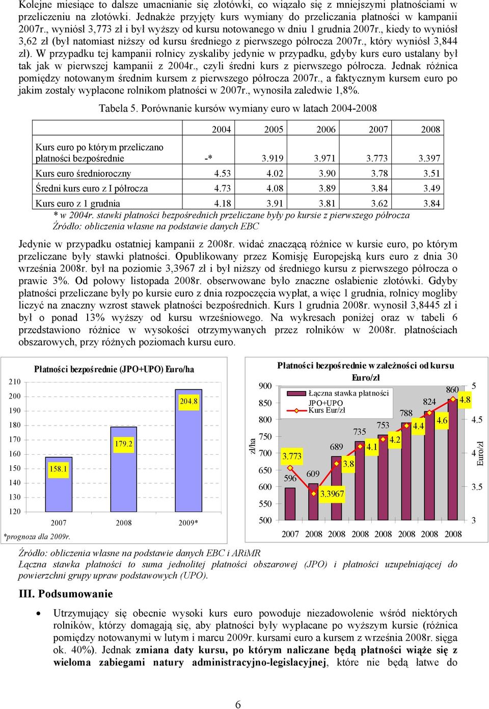 W przypadku tej kampanii rolnicy zyskaliby jedynie w przypadku, gdyby kurs euro ustalany był tak jak w pierwszej kampanii z 2004r., czyli średni kurs z pierwszego półrocza.