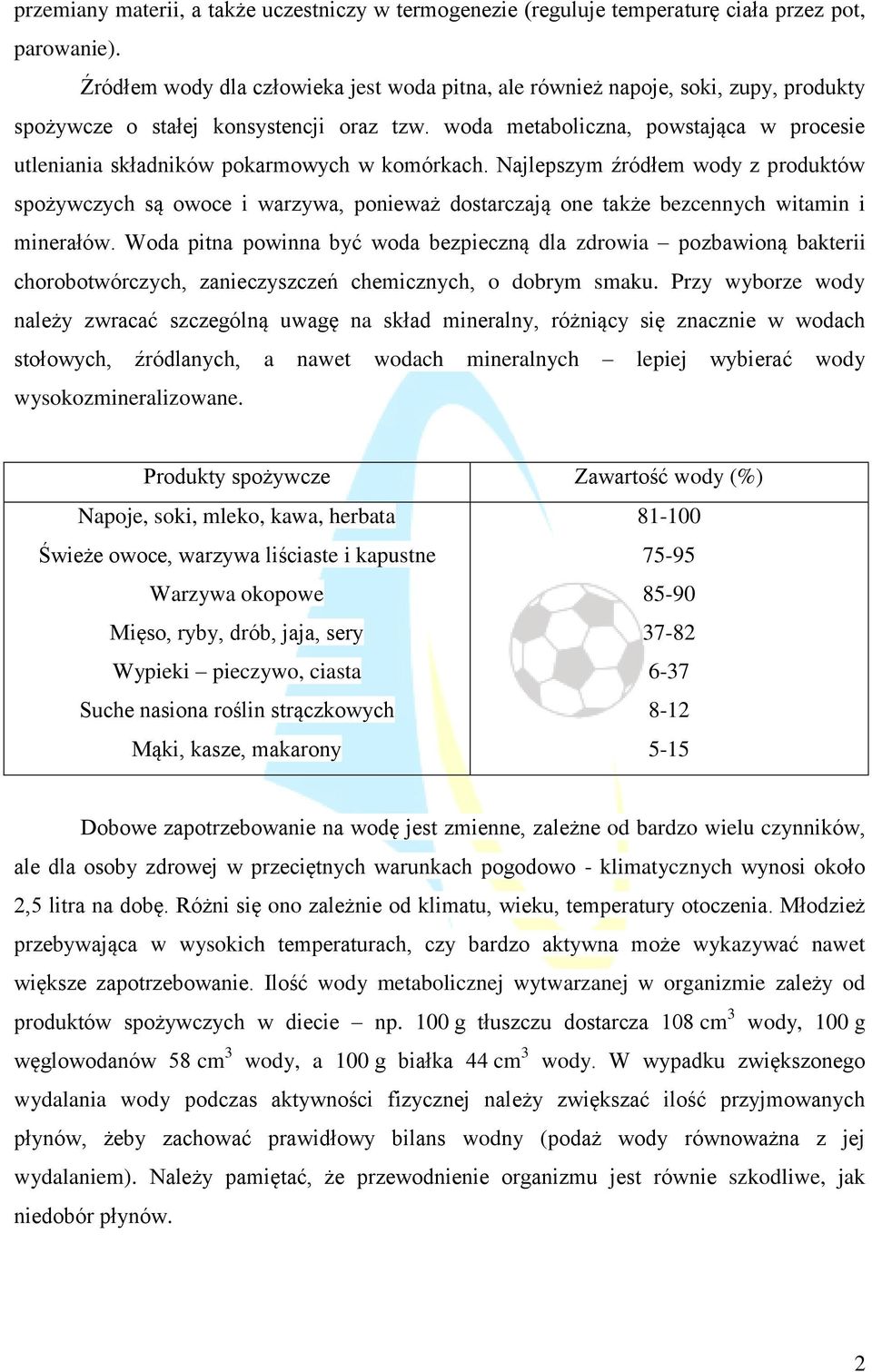 woda metaboliczna, powstająca w procesie utleniania składników pokarmowych w komórkach.