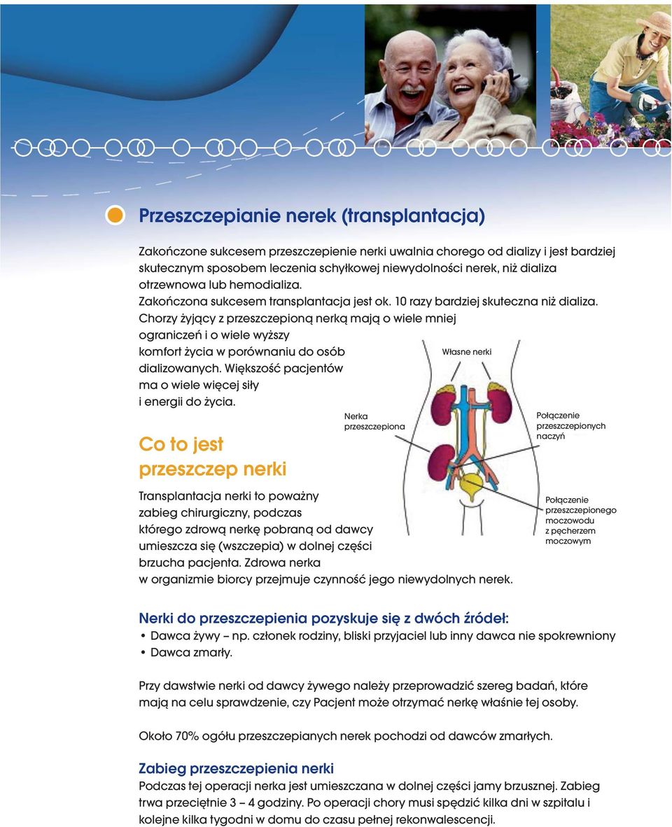 Chorzy żyjący z przeszczepioną nerką mają o wiele mniej ograniczeń i o wiele wyższy komfort życia w porównaniu do osób Własne nerki dializowanych.