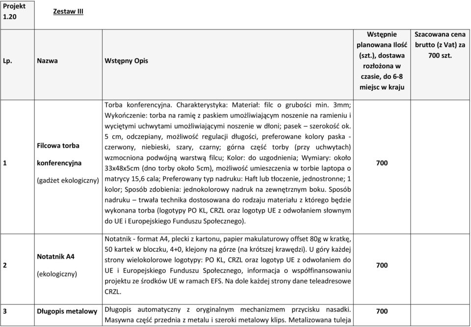 3mm; Wykończenie: torba na ramię z paskiem umożliwiającym noszenie na ramieniu i wyciętymi uchwytami umożliwiającymi noszenie w dłoni; pasek szerokość ok.