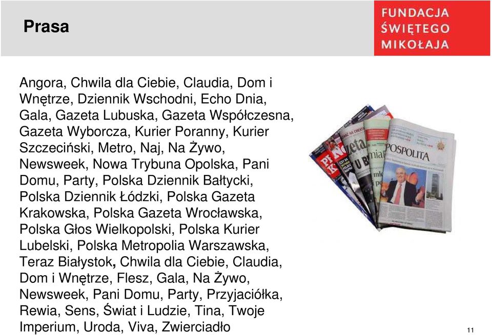 Gazeta Krakowska, Polska Gazeta Wrocławska, Polska Głos Wielkopolski, Polska Kurier Lubelski, Polska Metropolia Warszawska, Teraz Białystok, Chwila dla