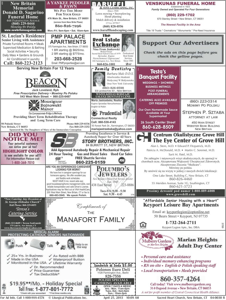 860-223-2123 4290 Now Catering Any Occasion at St. George Orthodox Church Hall Phone: 860-229-0055 (860) 223-8609 Teresa Szafranski 175 Gold St., New Britain, CT www.theresacateringllc@yahoo.