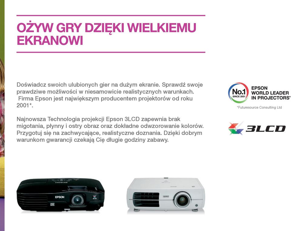 Firma Epson jest największym producentem projektorów od roku 2001*.