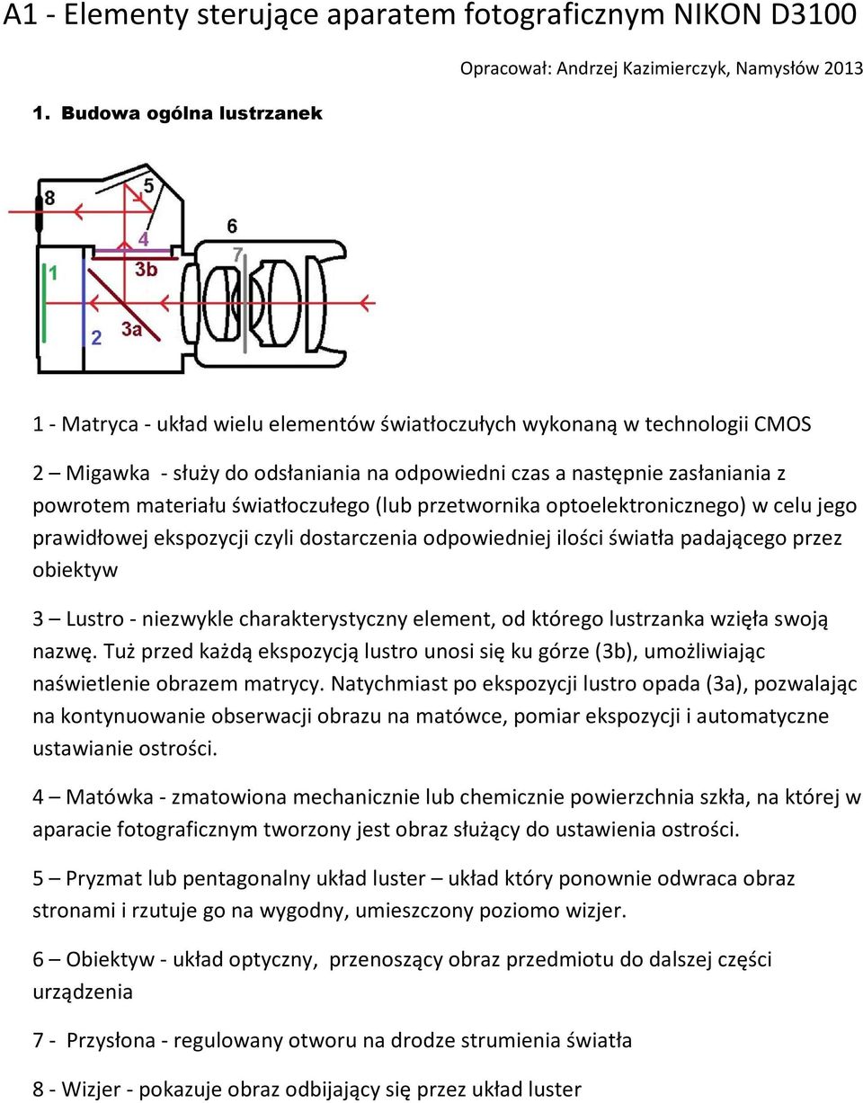 czas a następnie zasłaniania z powrotem materiału światłoczułego (lub przetwornika optoelektronicznego) w celu jego prawidłowej ekspozycji czyli dostarczenia odpowiedniej ilości światła padającego