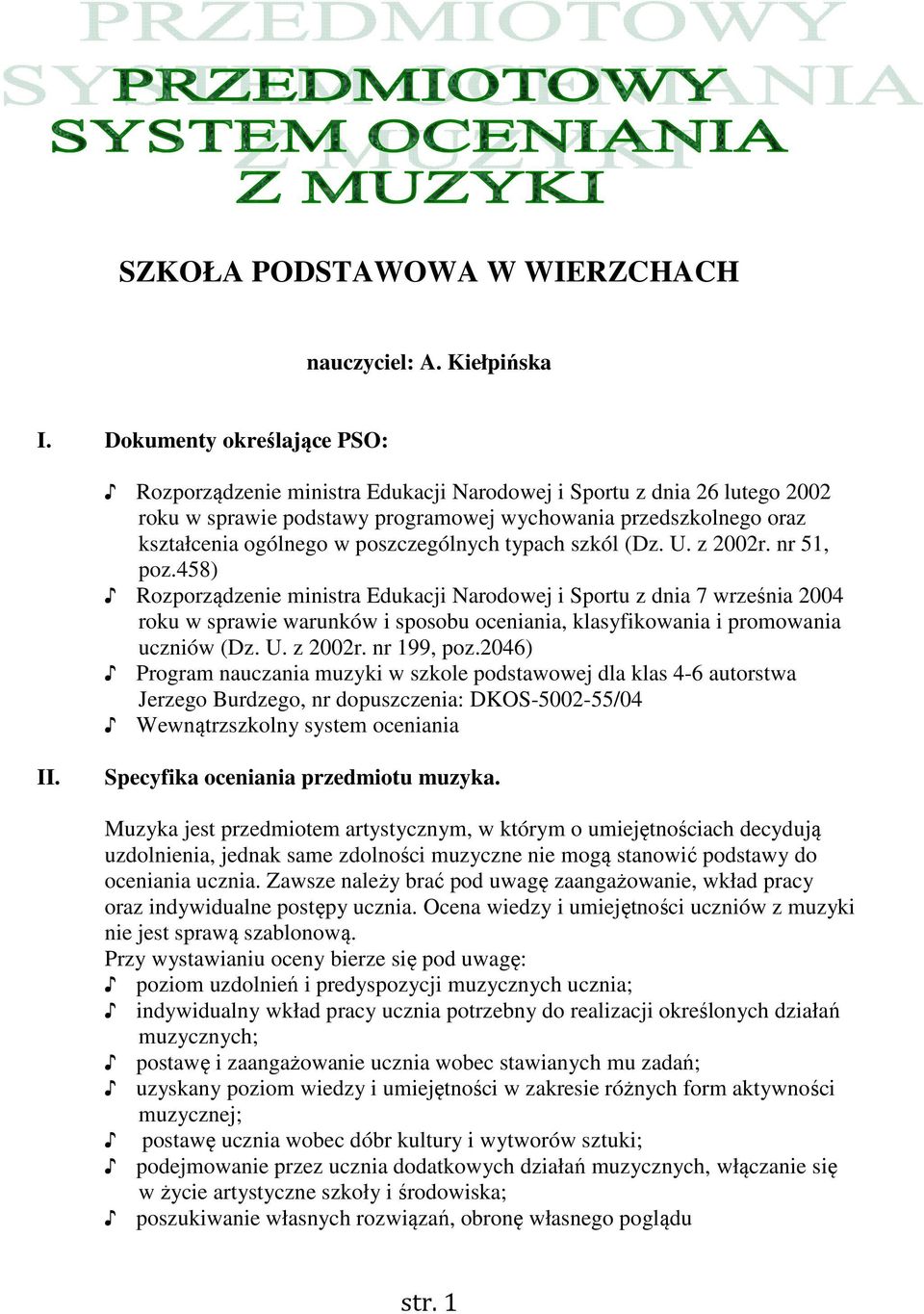 poszczególnych typach szkól (Dz. U. z 2002r. nr 51, poz.