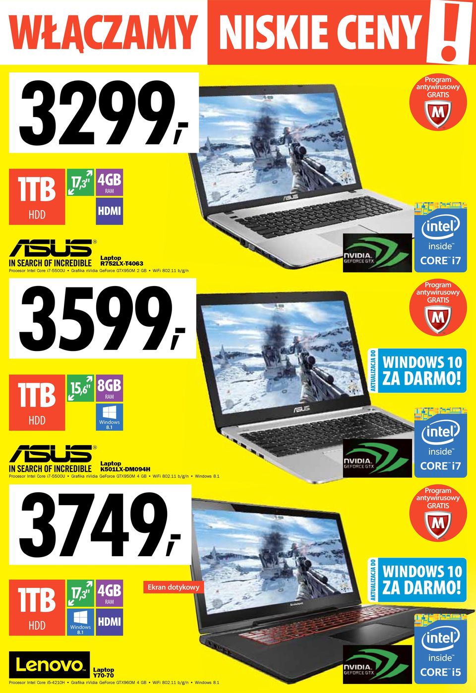 WiFi 802.11 b/g/n 1TB HDD 15,6" 8GB Windows 8.