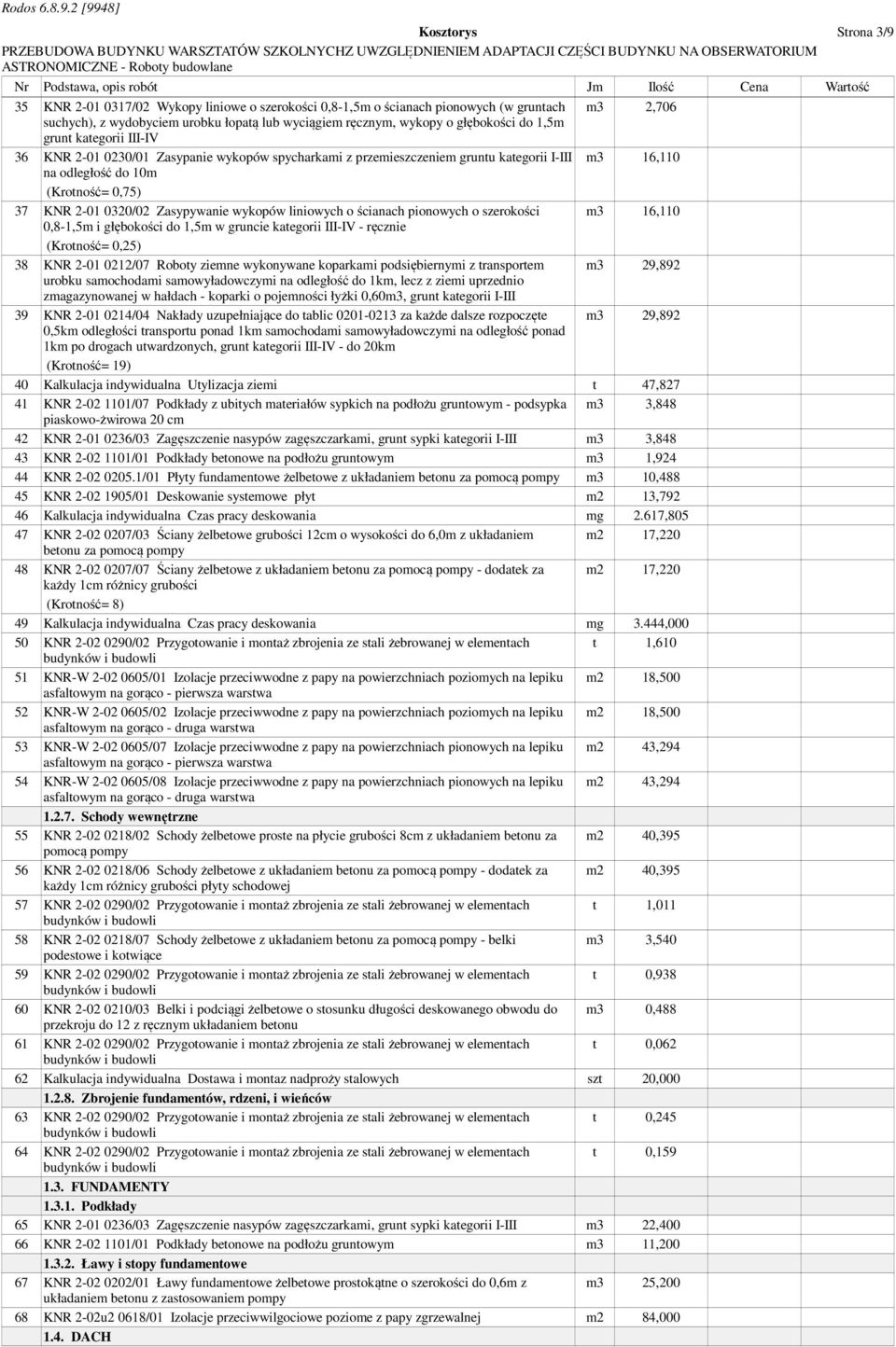 Zasypywanie wykopów liniowych o ścianach pionowych o szerokości m3 16,110 0,8-1,5m i głębokości do 1,5m w gruncie kategorii III-IV - ręcznie (Krotność= 0,25) 38 KNR 2-01 0212/07 Roboty ziemne